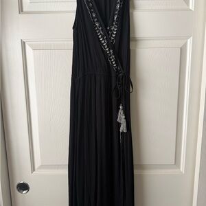 Knox Rose Black Maxi Dress with Silver Embroidery